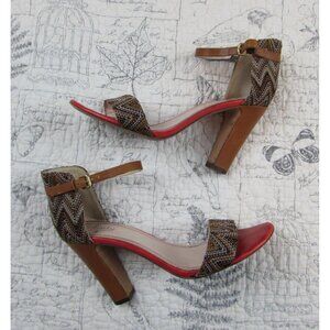 EUC Anthro plenty by tracy reese destiny ankle strap block heel sandals 39.5 9.5